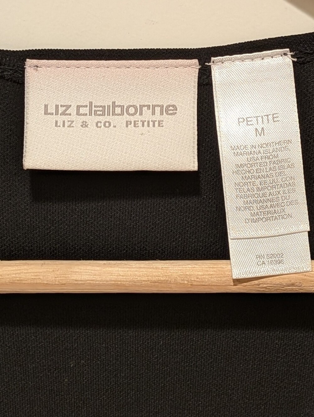EUC Liz Claiborne Petite M Black Rayon Semi Sheer V-Neck Top - Picture 4 of 5